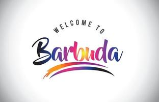 Barbuda Welcome To Message in Purple Vibrant Modern Colors. vector