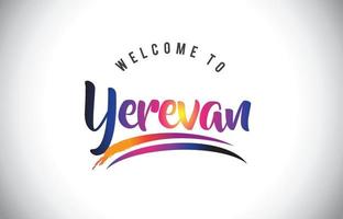 Ereván bienvenido al mensaje en colores morados vibrantes y modernos. vector