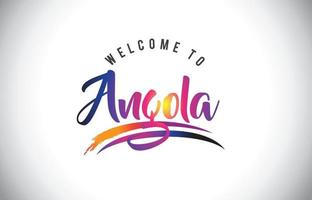 Angola Welcome To Message in Purple Vibrant Modern Colors. vector