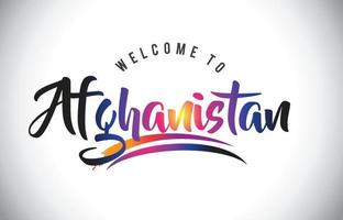 Afghanistan Welcome To Message in Purple Vibrant Modern Colors. vector