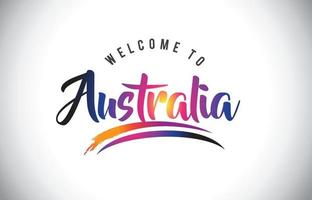 australia bienvenido al mensaje en colores morados vibrantes y modernos. vector