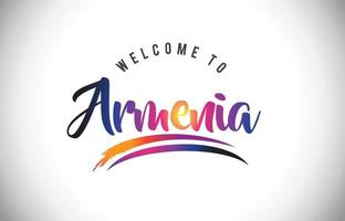 armenia bienvenido al mensaje en colores morados vibrantes y modernos. vector