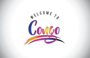 congo bienvenido al mensaje en colores morados vibrantes y modernos. vector