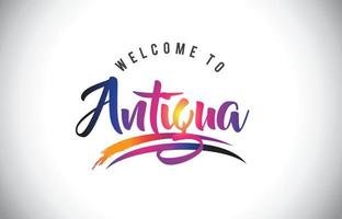 Antigua Welcome To Message in Purple Vibrant Modern Colors. vector