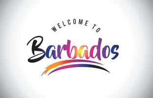 Barbados bienvenido al mensaje en colores morados vibrantes y modernos. vector