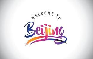 Beijing Welcome To Message in Purple Vibrant Modern Colors. vector
