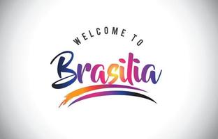 Brasilia Welcome To Message in Purple Vibrant Modern Colors. vector