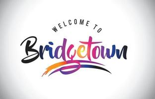 Bridgetown Welcome To Message in Purple Vibrant Modern Colors. vector