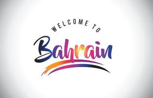 bahrein bienvenido al mensaje en colores morados vibrantes y modernos. vector