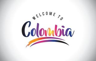 colombia bienvenido al mensaje en morados vibrantes colores modernos. vector