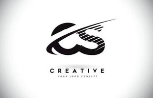 CS C S Letter Logo Design with Swoosh and Black Lines. vector