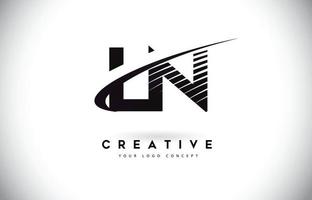 LN L N Letter Logo Design with Swoosh and Black Lines. vector