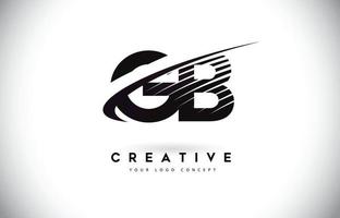 Diseño de logotipo gb gb carta con swoosh y líneas negras. vector