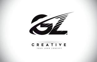 GZ G Y Letter Logo Design with Swoosh and Black Lines. vector