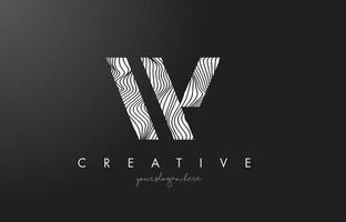 W Letter Logo with Zebra Lines Texture Design Vector. vector