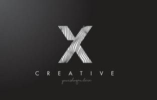 X Letter Logo with Zebra Lines Texture Design Vector. vector