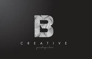 B Letter Logo with Zebra Lines Texture Design Vector. vector