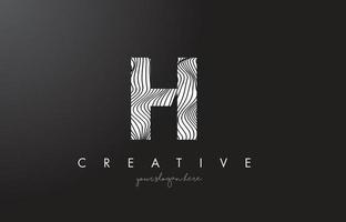 H Letter Logo with Zebra Lines Texture Design Vector. vector