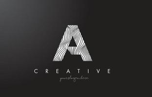 A Letter Logo with Zebra Lines Texture Design Vector. vector