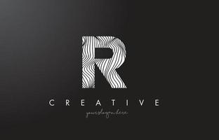 R Letter Logo with Zebra Lines Texture Design Vector. vector
