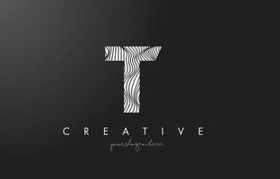 T Letter Logo with Zebra Lines Texture Design Vector. vector