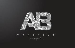 AB A B Letter Logo with Zebra Lines Texture Design Vector. vector