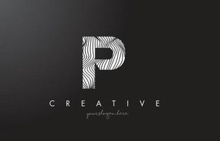 P Letter Logo with Zebra Lines Texture Design Vector. vector