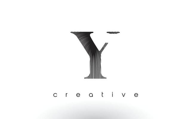 Y Logo Design With Multiple Lines and Black and White Colors.