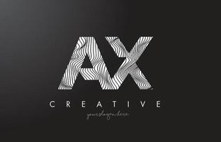 AX A X Letter Logo with Zebra Lines Texture Design Vector. vector