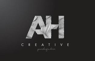 AH A H Letter Logo with Zebra Lines Texture Design Vector. vector