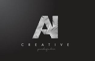 AI A I Letter Logo with Zebra Lines Texture Design Vector. vector