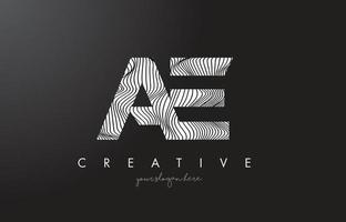 AE A D Letter Logo with Zebra Lines Texture Design Vector. vector