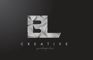 BL B L Letter Logo with Zebra Lines Texture Design Vector. vector