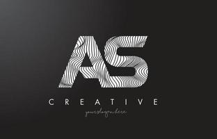 AS A S Letter Logo with Zebra Lines Texture Design Vector. vector