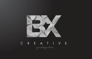 BX B X Letter Logo with Zebra Lines Texture Design Vector. vector