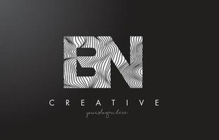 BN B N Letter Logo with Zebra Lines Texture Design Vector. vector