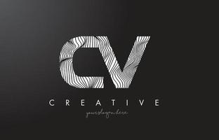 CV C V Letter Logo with Zebra Lines Texture Design Vector. vector