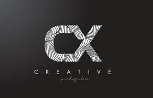 CX C X Letter Logo with Zebra Lines Texture Design Vector. vector