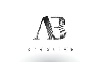 Diseño de logotipo ab con múltiples líneas y colores blanco y negro. vector
