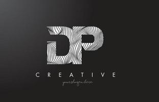 DP D P Letter Logo with Zebra Lines Texture Design Vector. vector