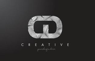 CD C D Letter Logo with Zebra Lines Texture Design Vector. vector