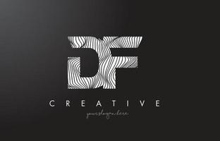 DF D F Letter Logo with Zebra Lines Texture Design Vector. vector