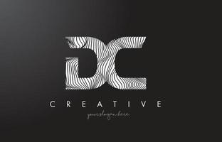 DC D C Letter Logo with Zebra Lines Texture Design Vector. vector