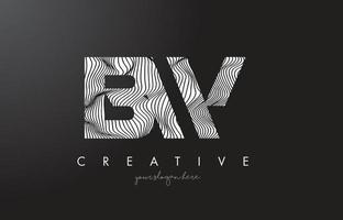 Logotipo de letra bw bw con vector de diseño de textura de líneas de cebra.