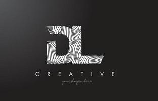 DL D L Letter Logo with Zebra Lines Texture Design Vector. vector