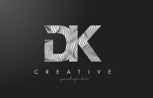DK D K Letter Logo with Zebra Lines Texture Design Vector. vector
