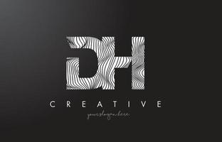 DH D H Letter Logo with Zebra Lines Texture Design Vector. vector