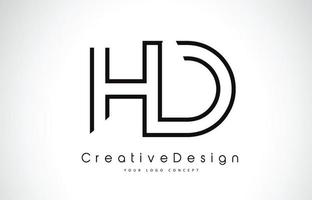 Diseño de logotipo de letra hd hd en colores negros. vector