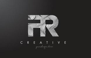 FR F R Letter Logo with Zebra Lines Texture Design Vector. vector