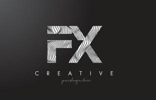 FX F X Letter Logo with Zebra Lines Texture Design Vector. vector